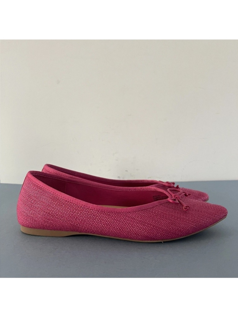 Birdies The Goldfinch Raspberry Raffia Bow Ballet Pointed Toe Flats - Picture 4 of 8